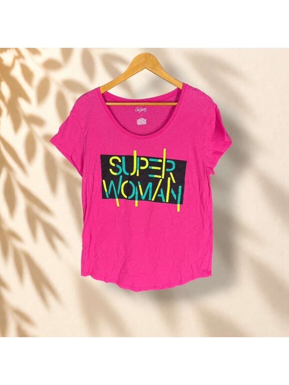 City Streets T-Shirt Women L Large Pink Graphic Print Short Sleeve Cotton Casual